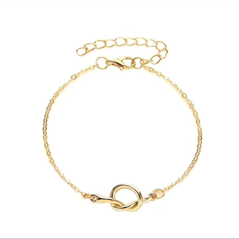 Thin knot metal anklet-gold